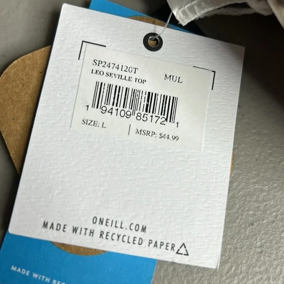 O'Neill Leo Seville Bikini Swimsuit Top Leopard Underwire Tie Back Sz Large NWT - Picture 4 of 4